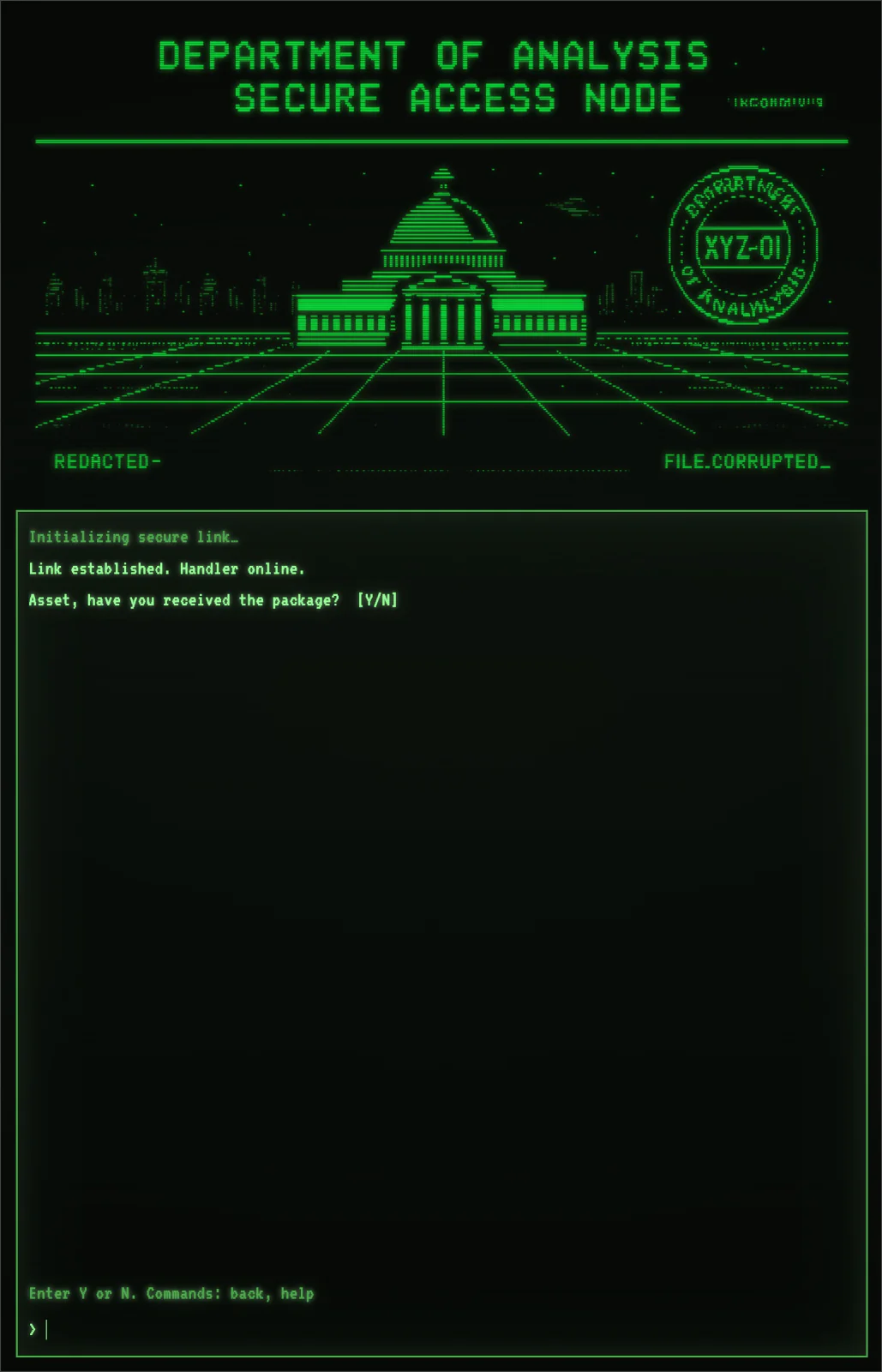 CRT-styled feedback form, green on black