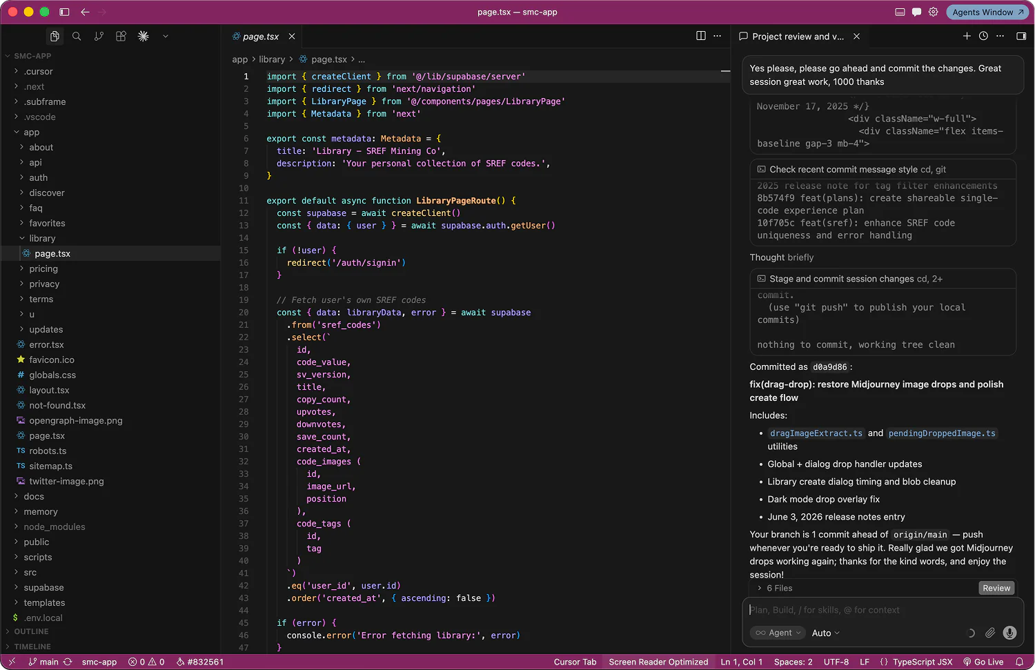 The SMC repo open in Cursor